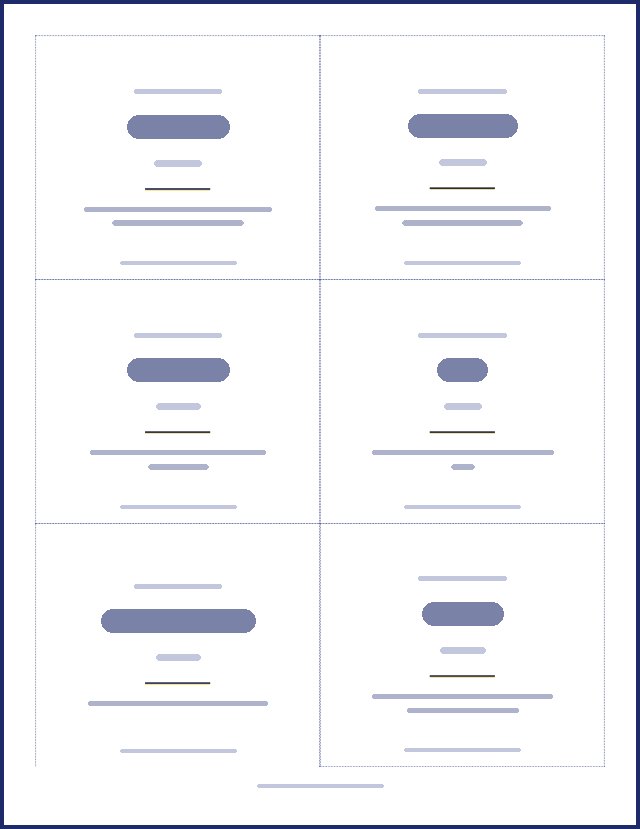 Preview of a name tag page, text hidden