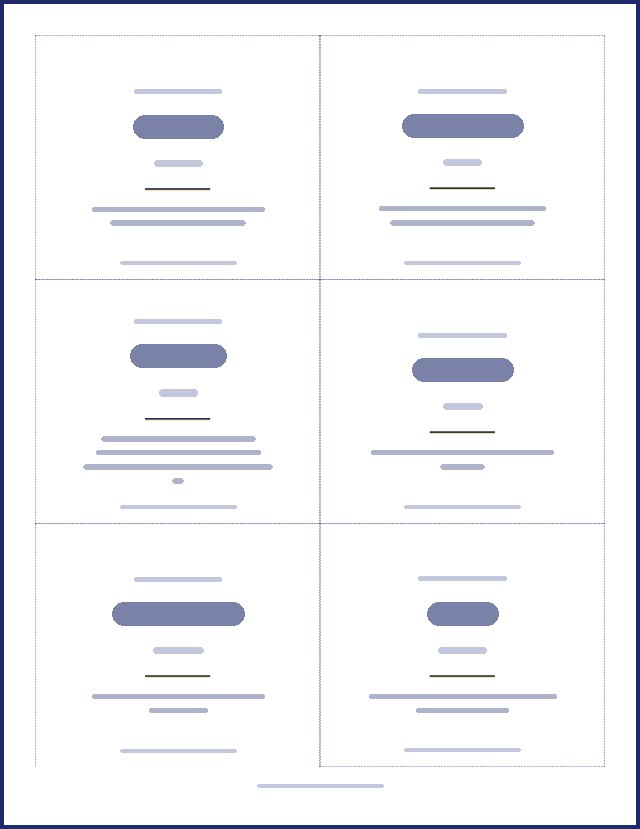 Preview of a name tag page, text hidden