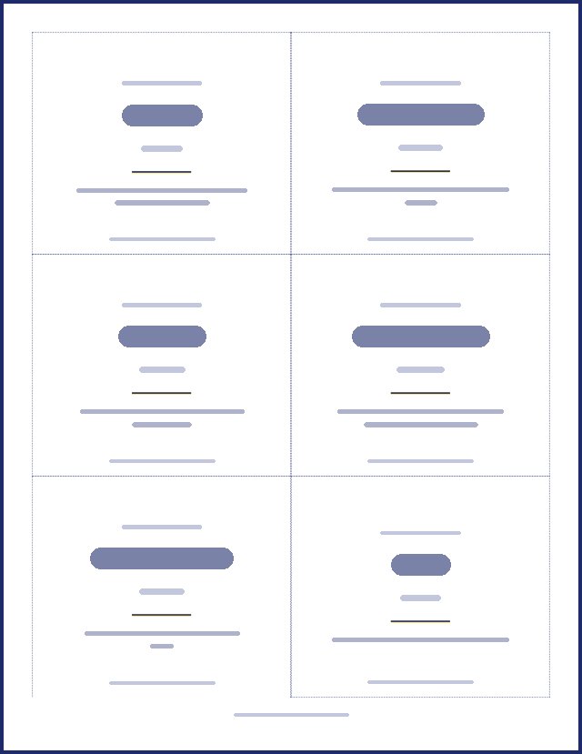 Preview of a name tag page, text hidden