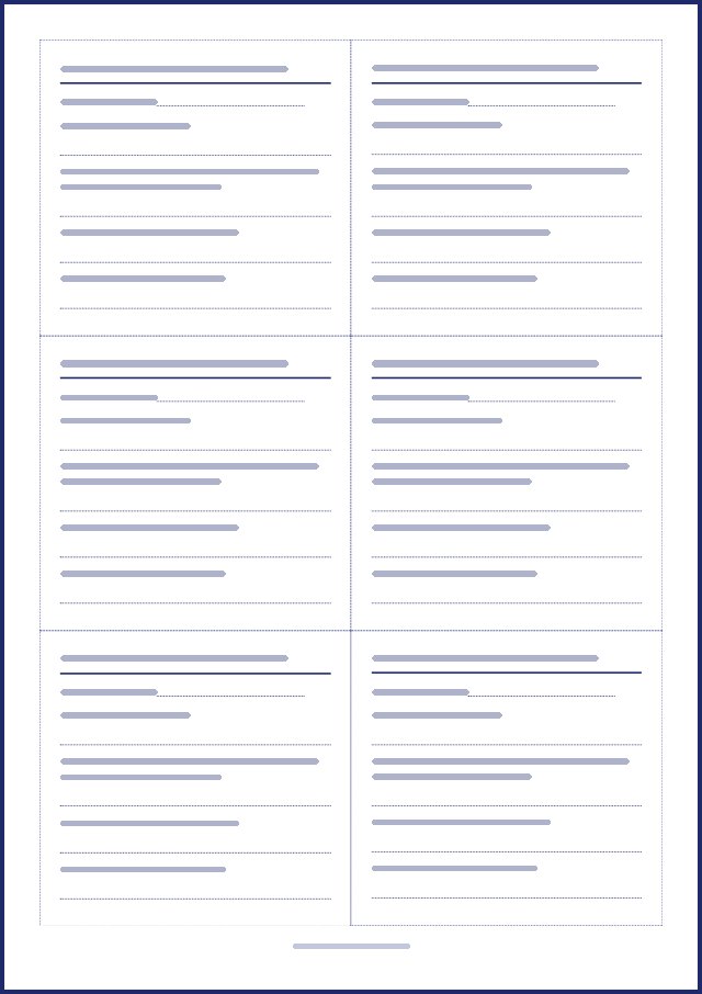 Aperçu d’une page de bulletins de vote, texte masqué