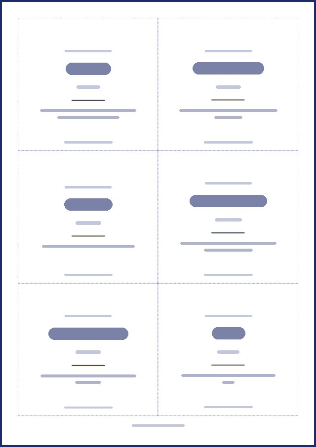 Aperçu d’une page de badges, texte masqué