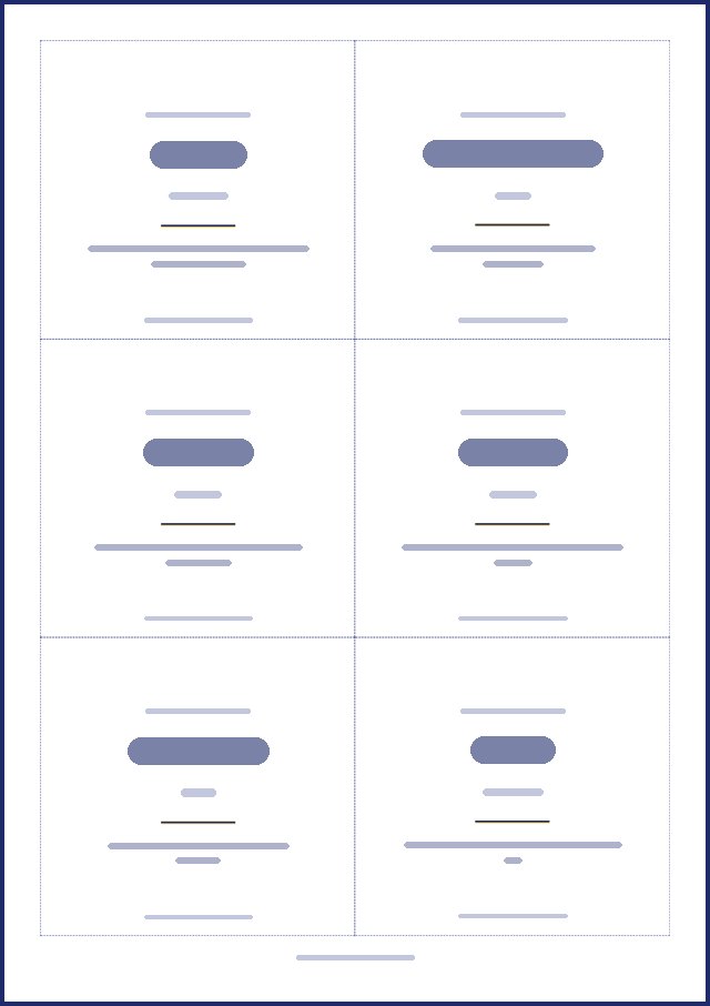 Aperçu d’une page de badges, texte masqué