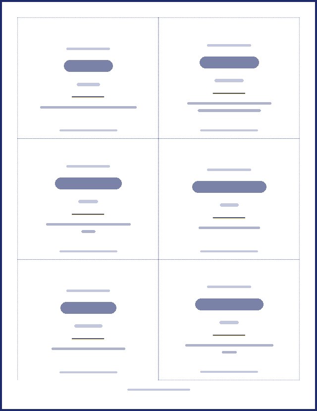 Preview of a name tag page, text hidden