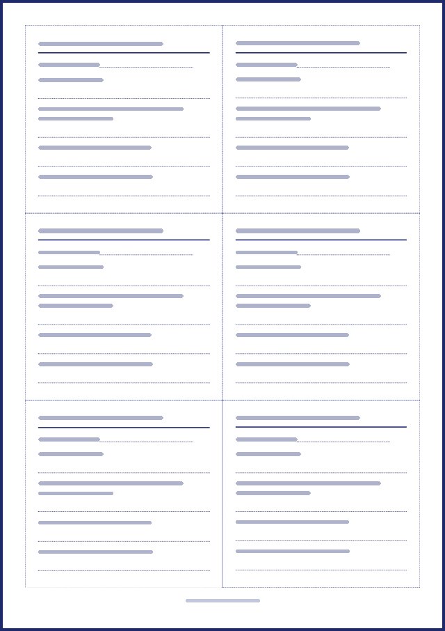 Aperçu d’une page de bulletins de vote, texte masqué